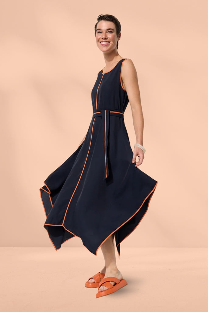 Marco Polo Waterfall Trim Dress Ink From BoxHill