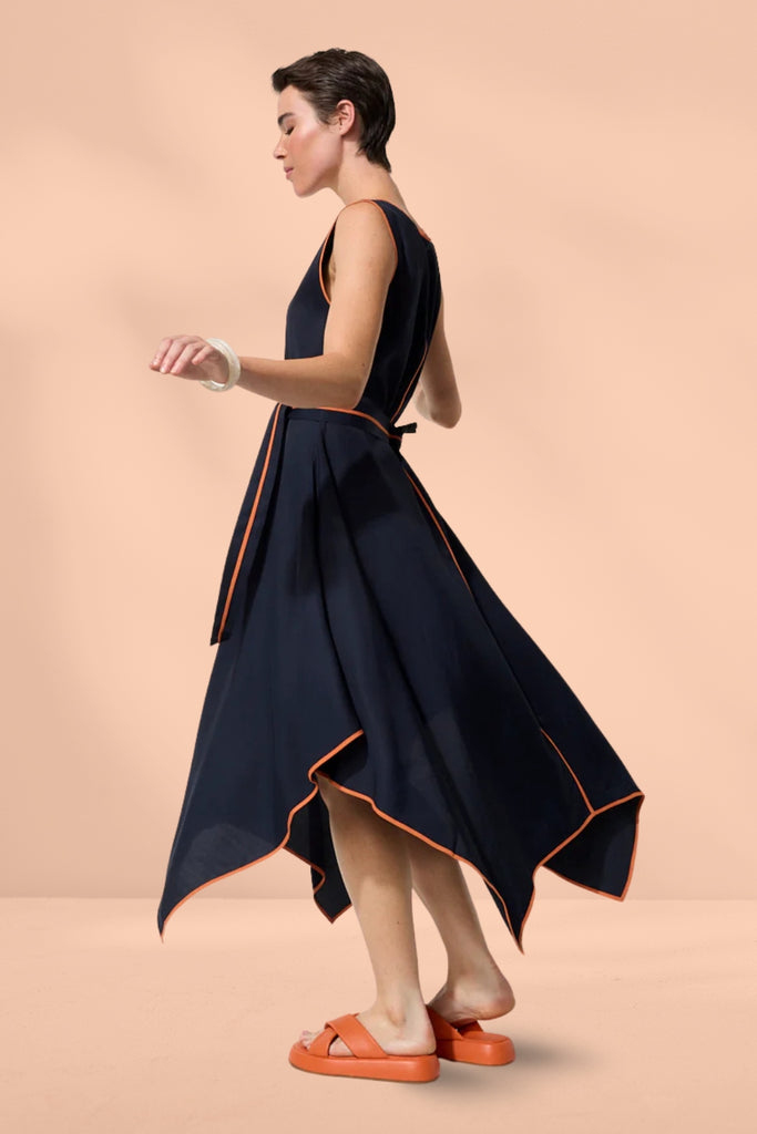 Marco Polo Waterfall Trim Dress Ink From BoxHill