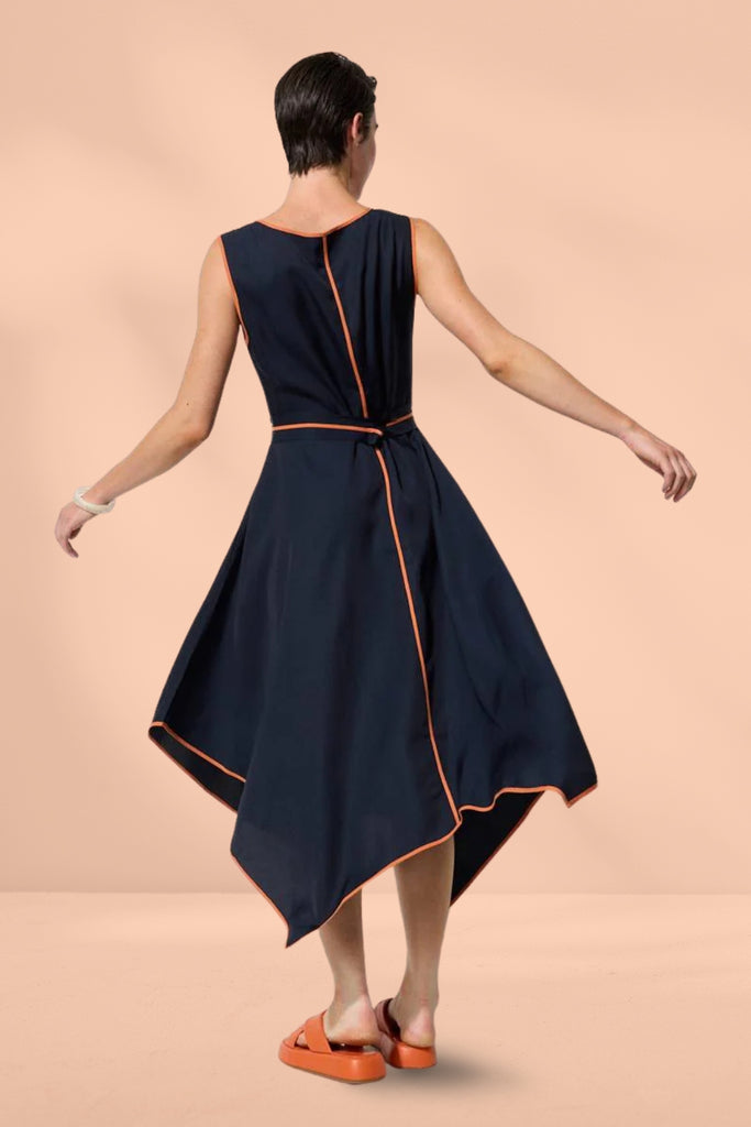 Marco Polo Waterfall Trim Dress Ink From BoxHill