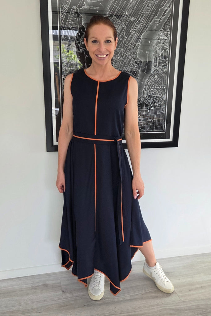 Marco Polo Waterfall Trim Dress Ink From BoxHill