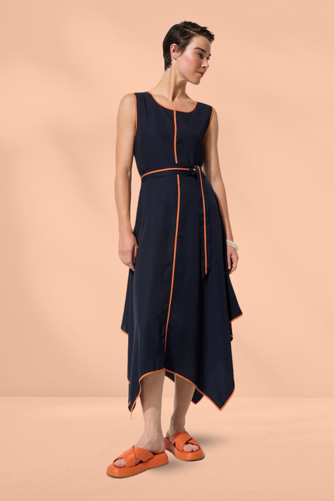 Marco Polo Waterfall Trim Dress Ink From BoxHill