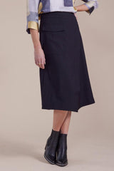Marco Polo Wool Crepe Skirt Black From BoxHill