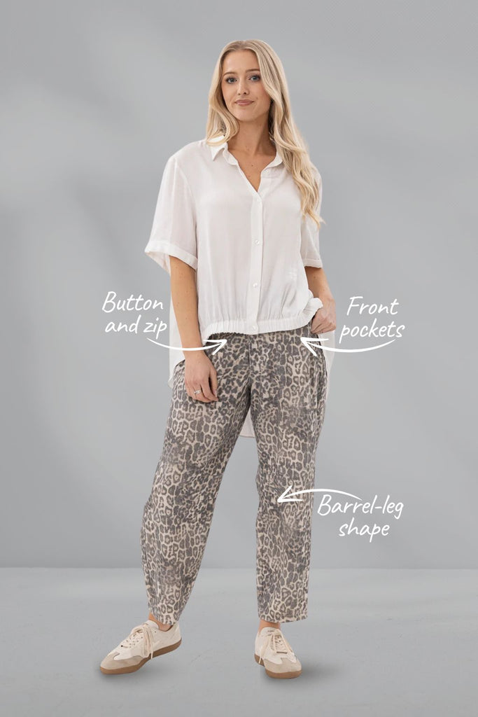 Mi Moso Barrel Jeans Leopard Wash From BoxHill