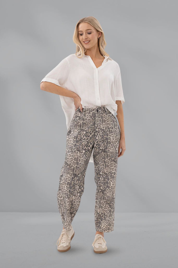 Mi Moso Barrel Jeans Leopard Wash From BoxHill