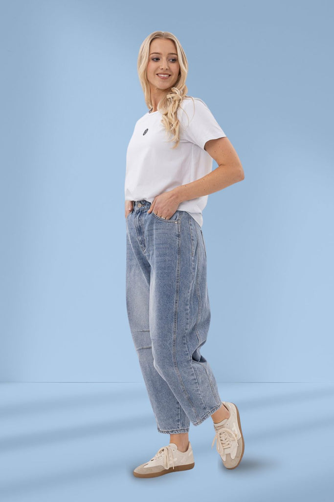 Mi Moso Barrell Jeans Light Blue Wash From BoxHill
