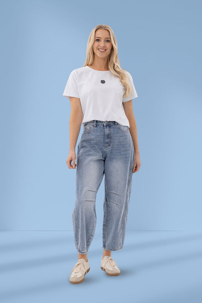 Mi Moso Barrell Jeans Light Blue Wash From BoxHill