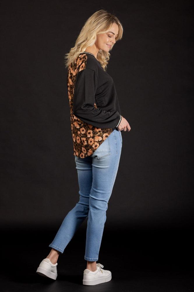 Mi Moso Charlie Top Floral Black From BoxHill