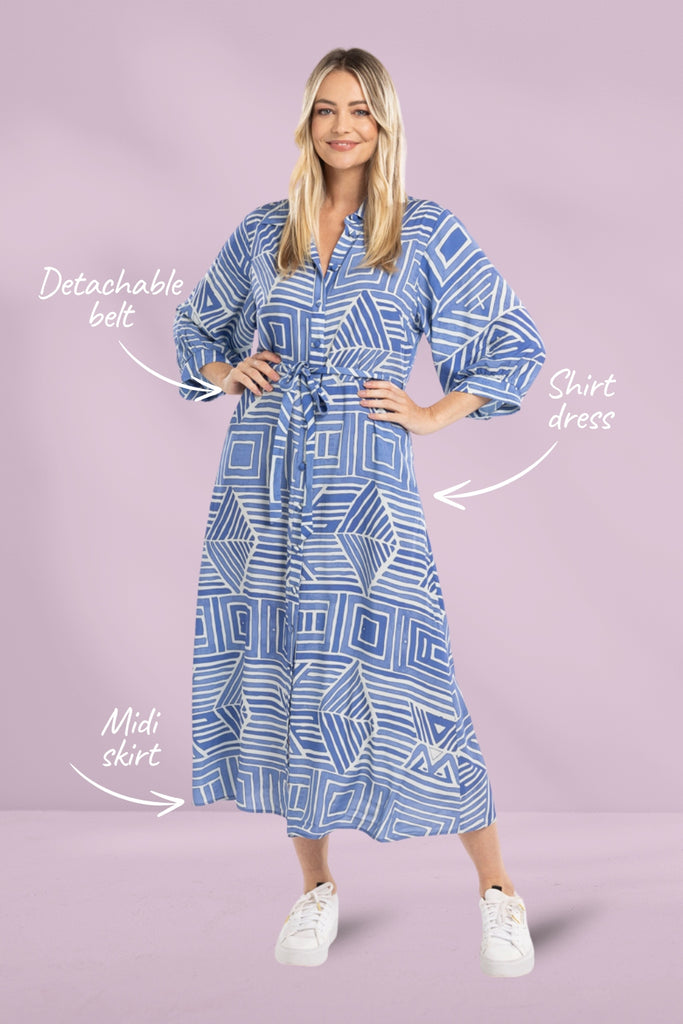 Mi Moso Dani Dress Blue Print From BoxHill
