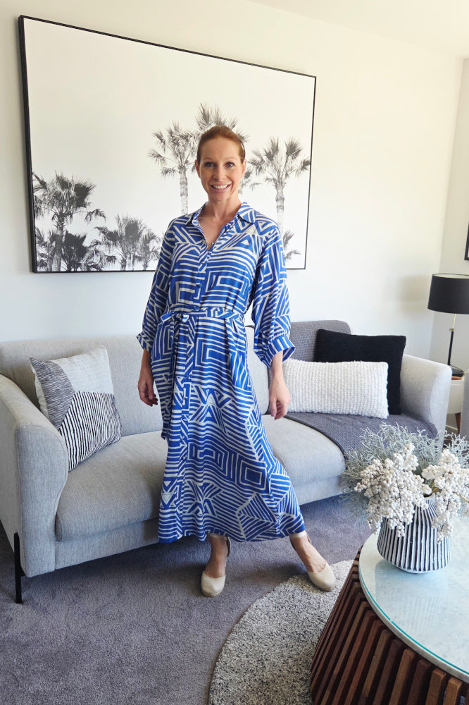 Mi Moso Dani Dress Blue Print Mi Moso
