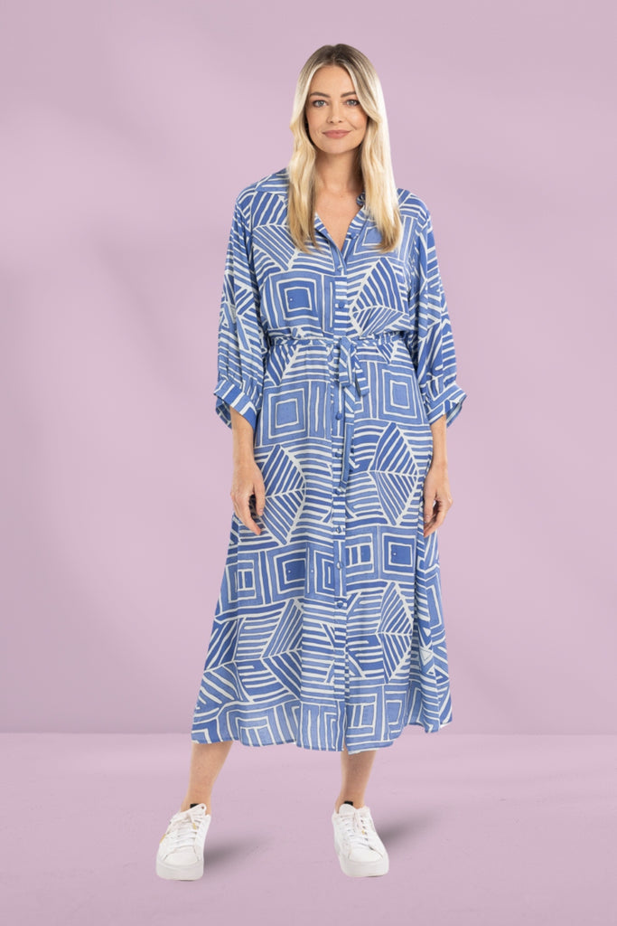 Mi Moso Dani Dress Blue Print From BoxHill
