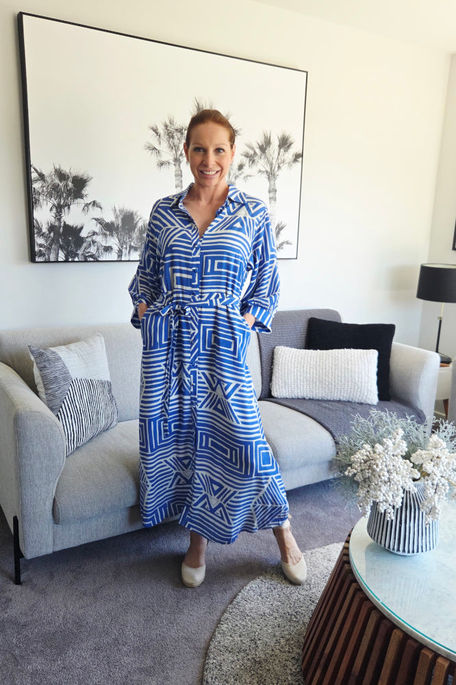dani blue dress Dani Blue V-Neck Cotton Dress  Handcrafted in Jaipur