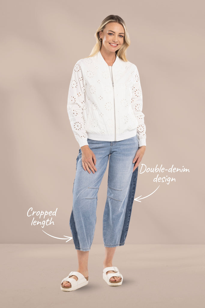 Mi Moso Double Denim Jeans Blue Wash From BoxHill