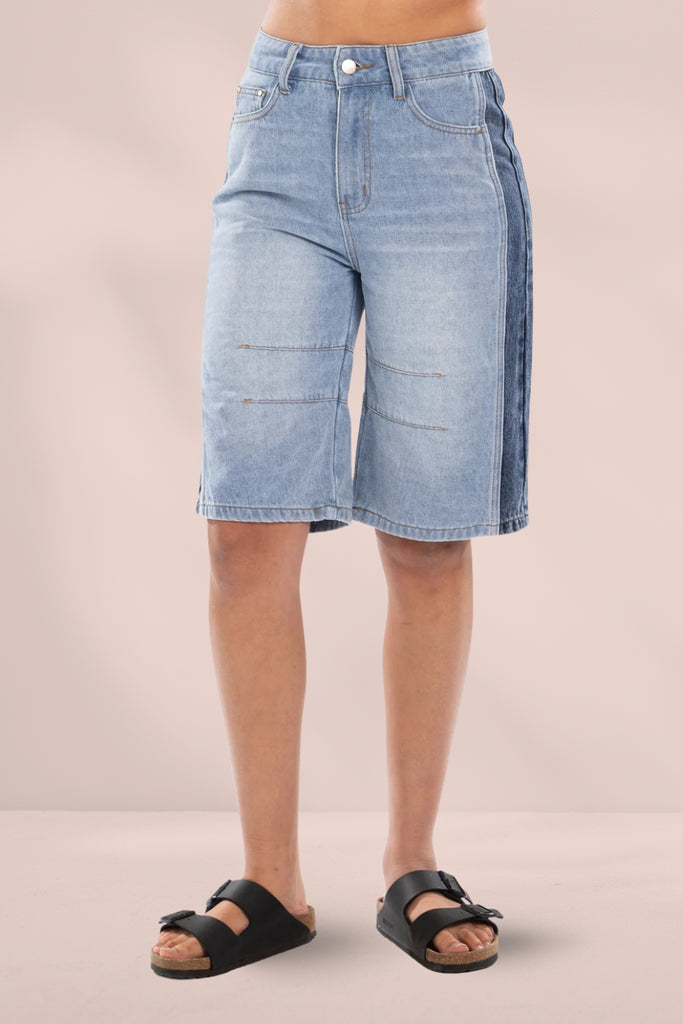 Mi Moso Double Denim Shorts Blue From BoxHill