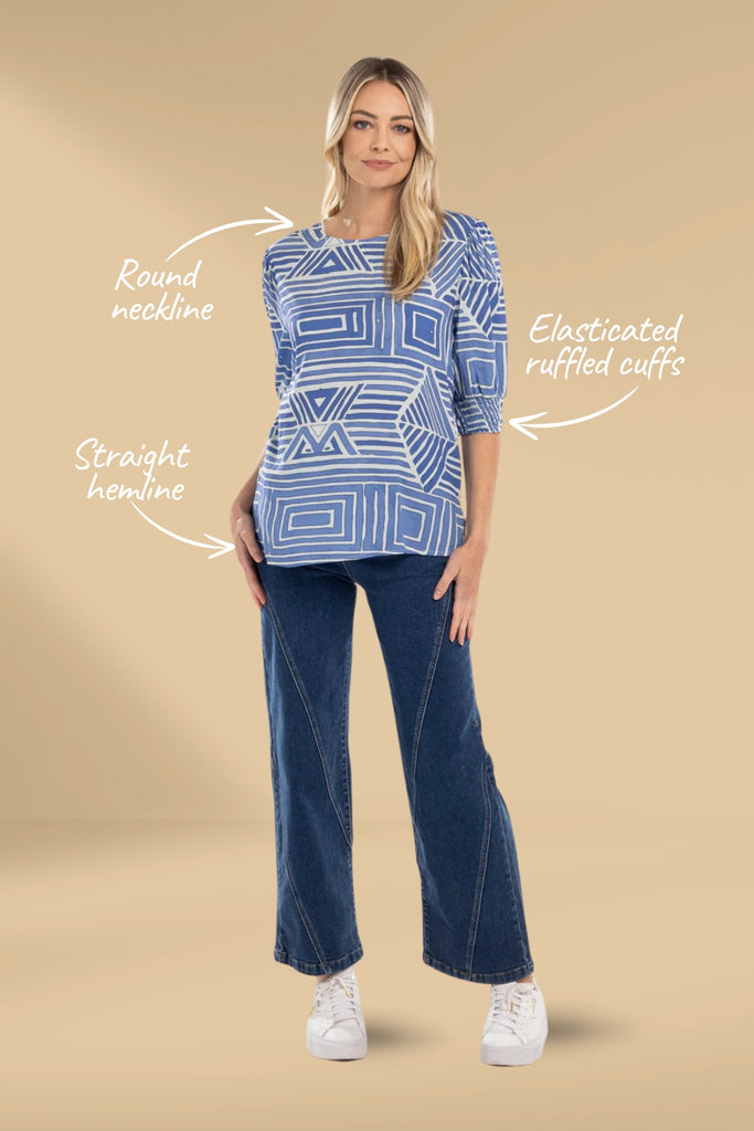 Mi Moso Finley Top Blue Print From BoxHill