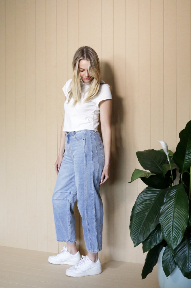 Mi Moso Louis Barrell Jeans Light Blue From BoxHill