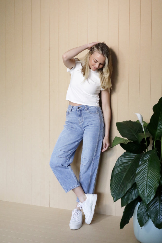 Mi Moso Louis Barrell Jeans Light Blue From BoxHill