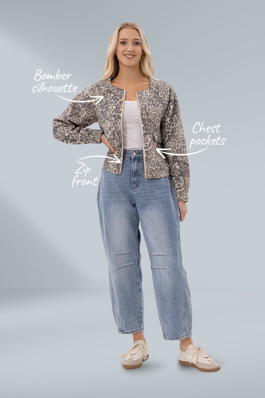Mi Moso Zip Line Bomber Jacket Leopard Mi Moso