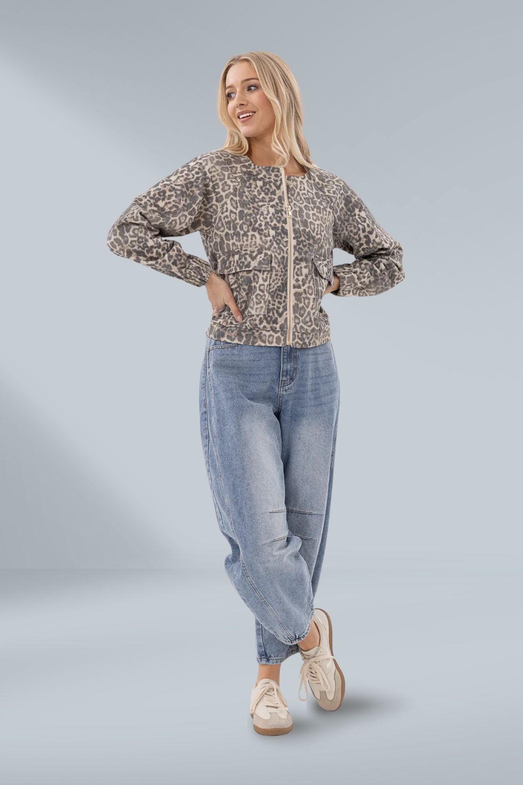 Mi Moso Zip Line Bomber Jacket Leopard Mi Moso