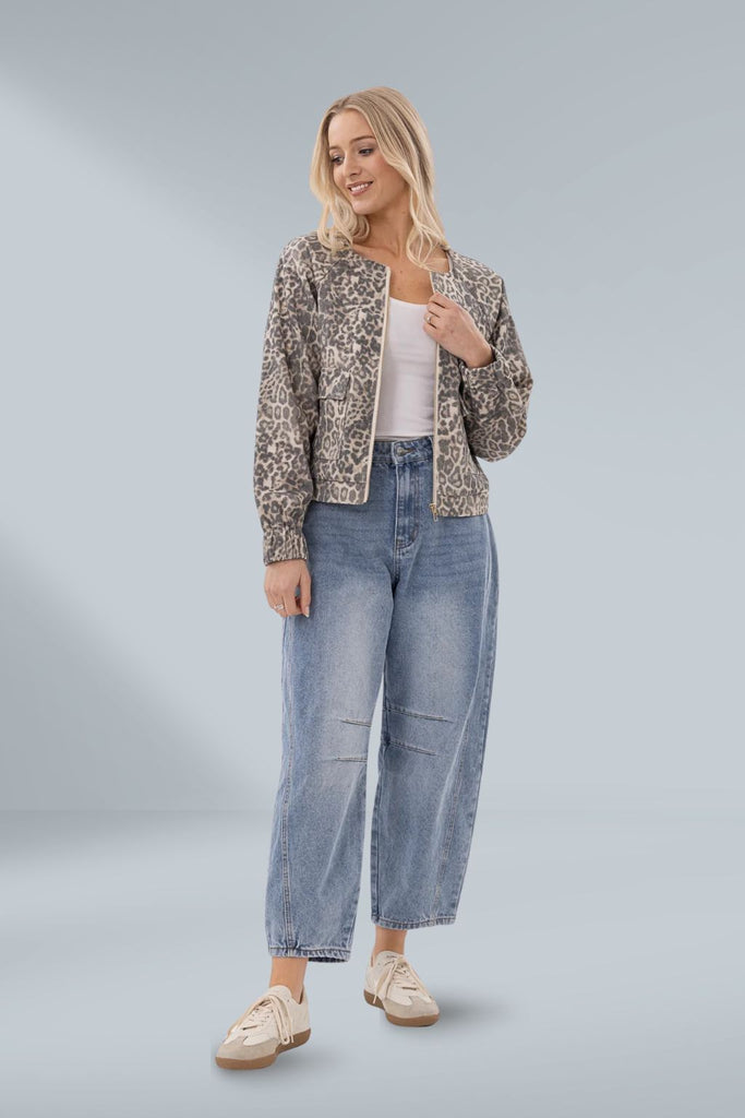 Mi Moso Zip Line Bomber Jacket Leopard From BoxHill