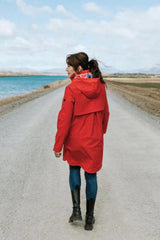 Moke Billie Raincoat Fiery Red Collage From BoxHill