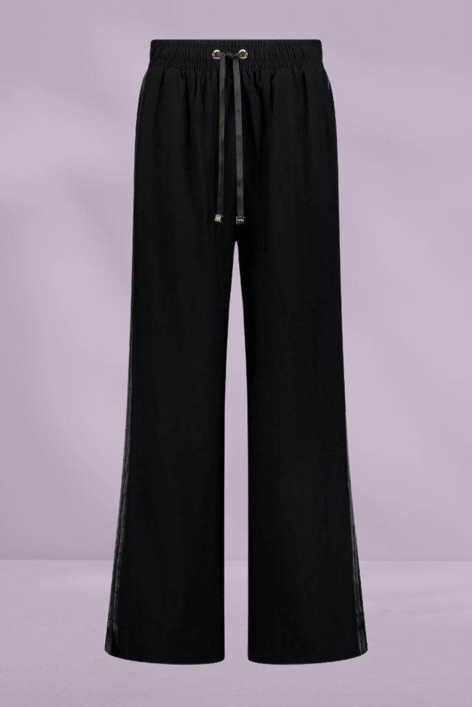 Moke Indiana Wide Leg Pants Black with Satin From BoxHill