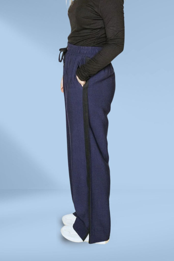 PRE-ORDER Moke Indiana Wide Leg Pants Navy with Black From BoxHill