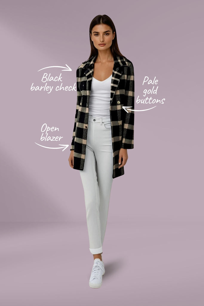 Moke Mila Knit Coatigan Black Barley Check From BoxHill