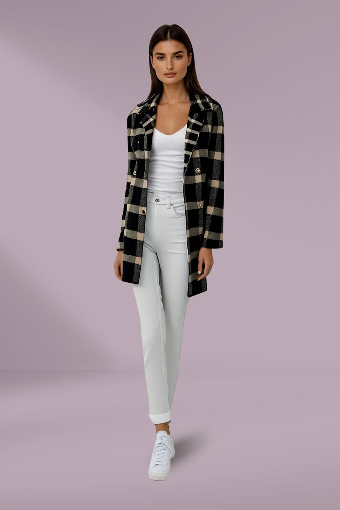 Moke Mila Knit Coatigan Black Barley Check From BoxHill