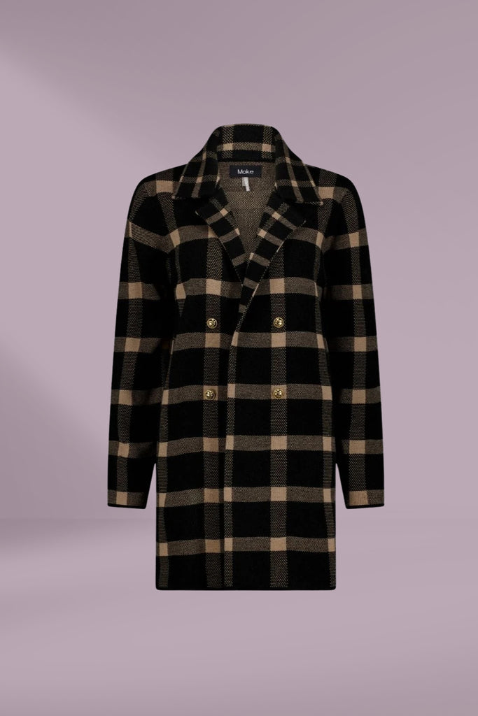 Moke Mila Knit Coatigan Black Barley Check From BoxHill
