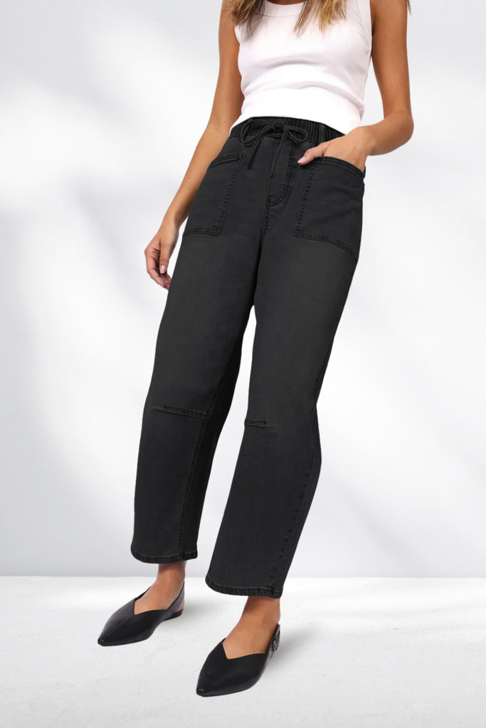 Monaco Leo Barrel Jeans Black From BoxHill