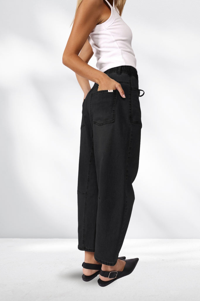 Monaco Leo Barrel Jeans Black From BoxHill