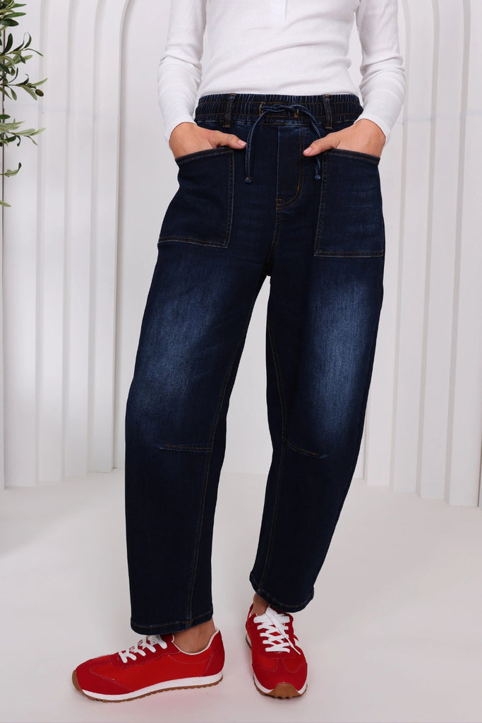 Monaco Leo Barrel Jeans Ink From BoxHill