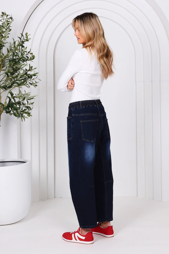 Monaco Leo Barrel Jeans Ink From BoxHill