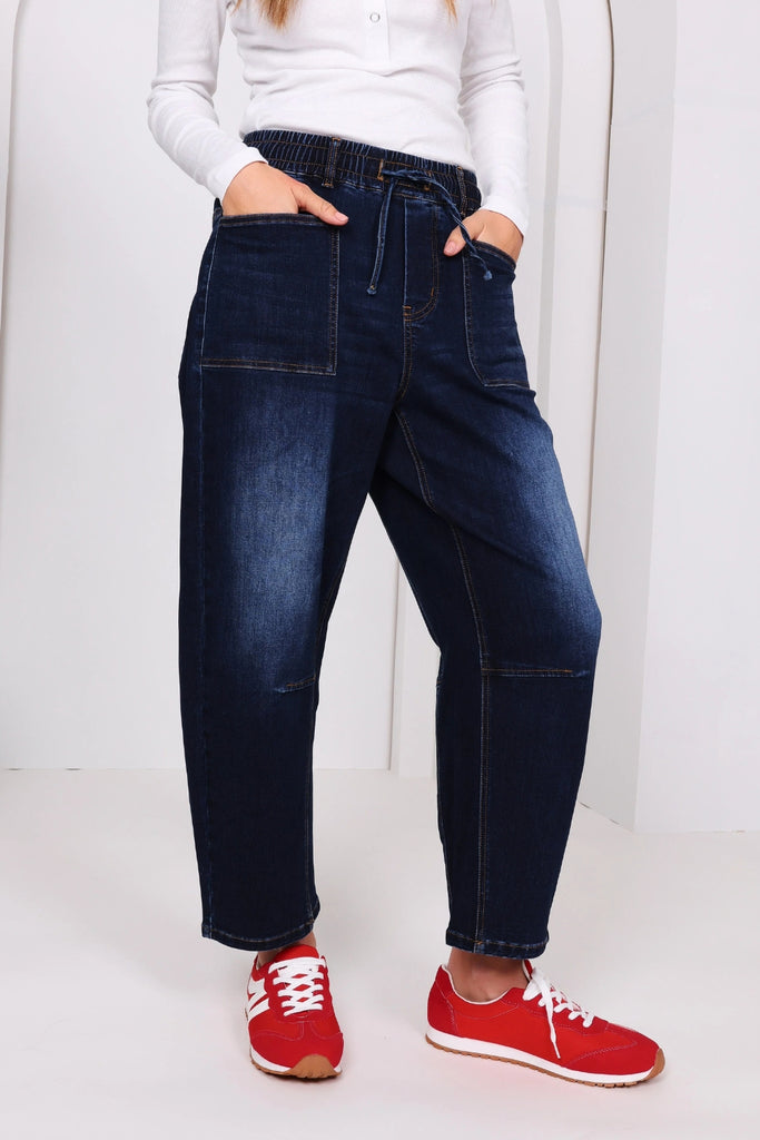 Monaco Leo Barrel Jeans Ink From BoxHill