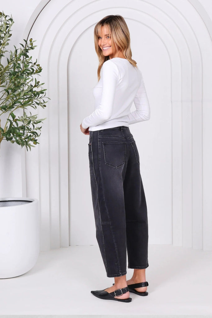 Monaco Toni Barrel Jeans Black From BoxHill