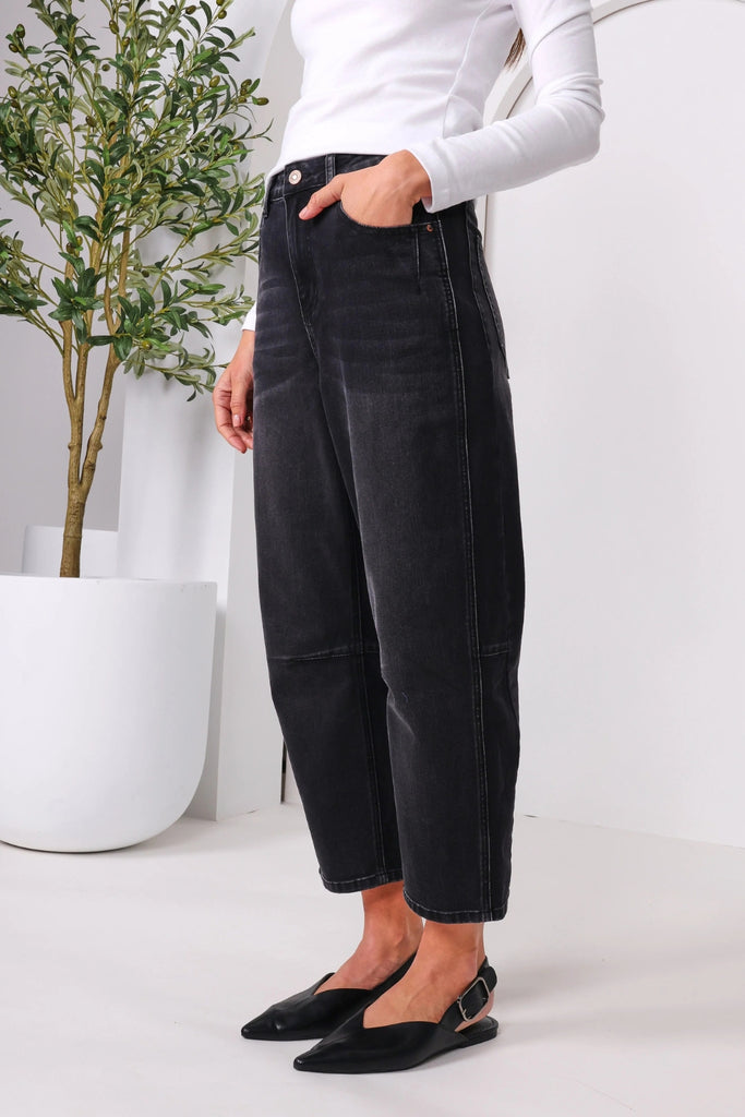 Monaco Toni Barrel Jeans Black From BoxHill