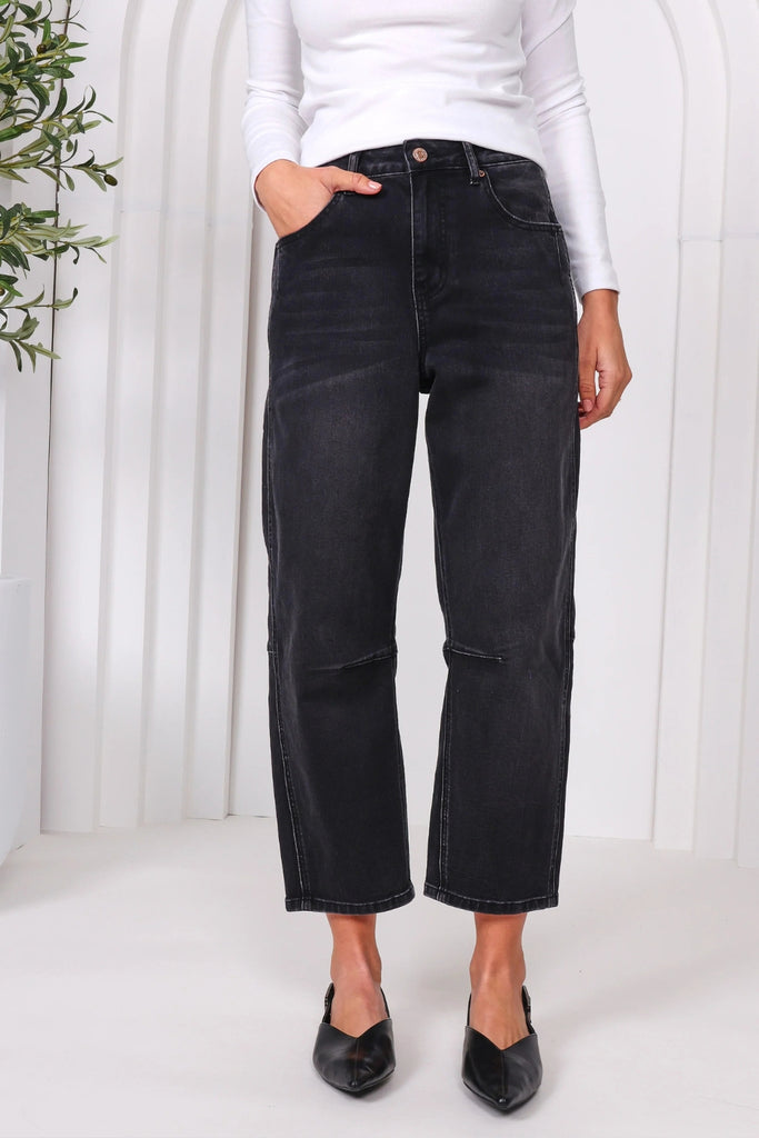 Monaco Toni Barrel Jeans Black From BoxHill