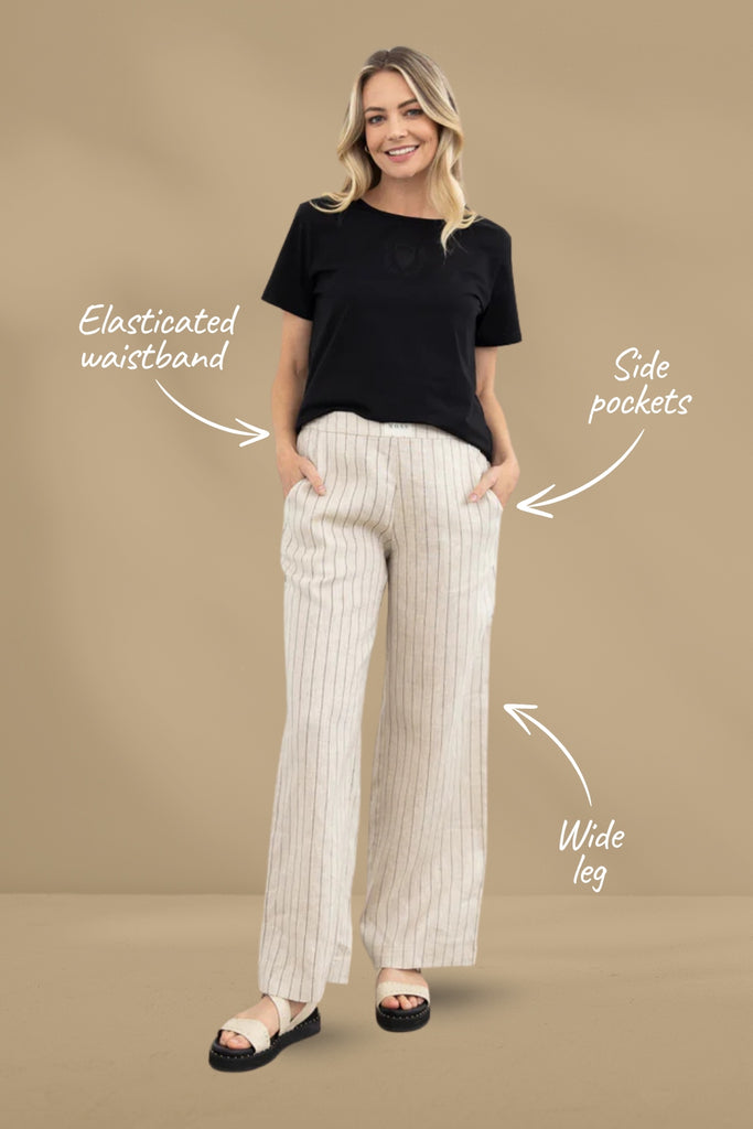 Moss Tate Pants Natural Stripe From BoxHill