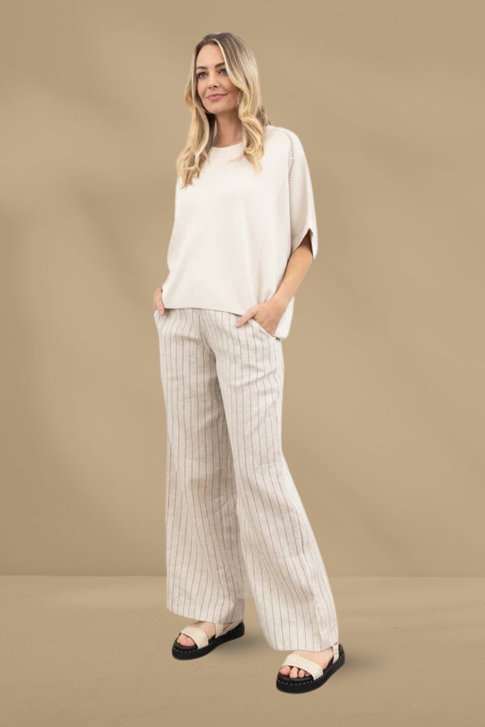 Moss Tate Pants Natural Stripe From BoxHill