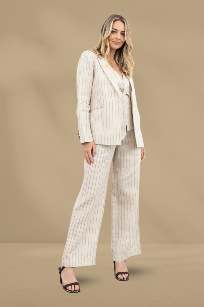 Moss Tate Pants Natural Stripe From BoxHill