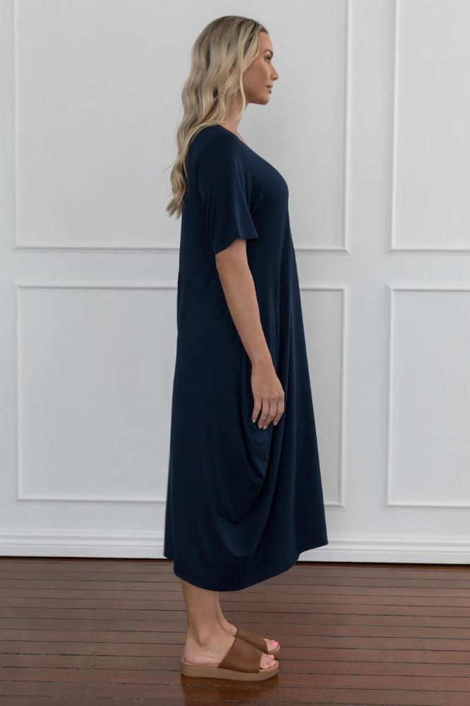 PRE-ORDER PQ Collection Short Sleeve Soho Dress Navy From BoxHill
