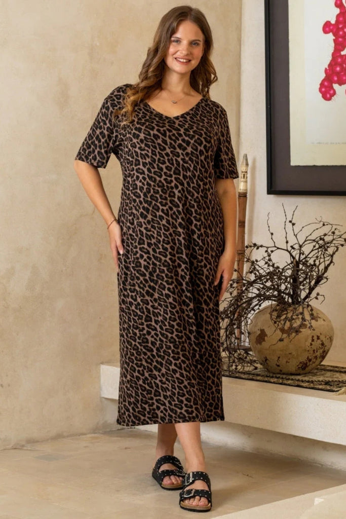 PRE-ORDER Bee Maddison Harper Slip Dress Leopard From BoxHill