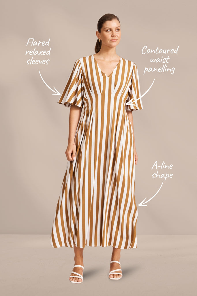 Eb and Ive Treville Stripe Maxi Dress Caramel From BoxHill