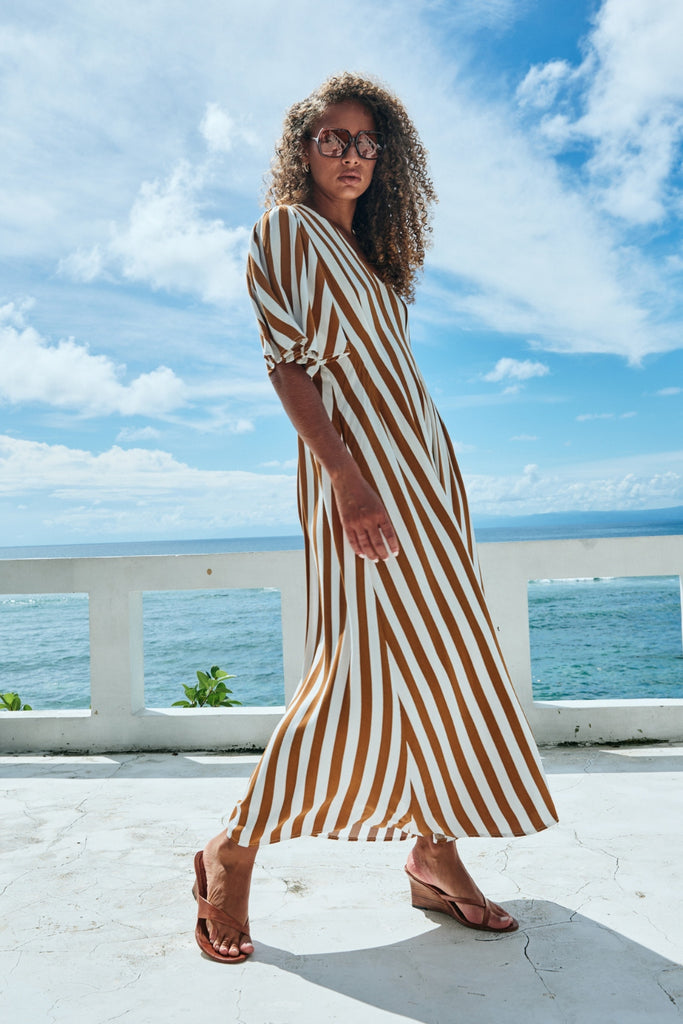 Eb and Ive Treville Stripe Maxi Dress Caramel From BoxHill