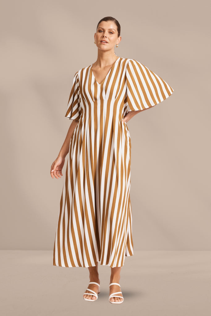 Eb and Ive Treville Stripe Maxi Dress Caramel From BoxHill