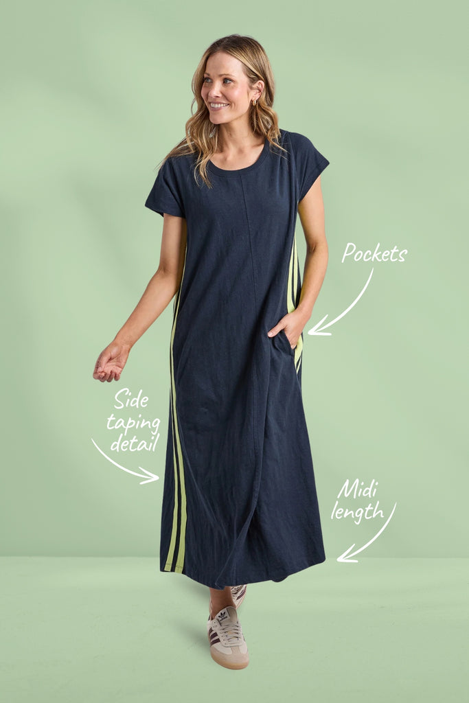 Foxwood Recovery Dress Navy and Neon Lemon From BoxHill