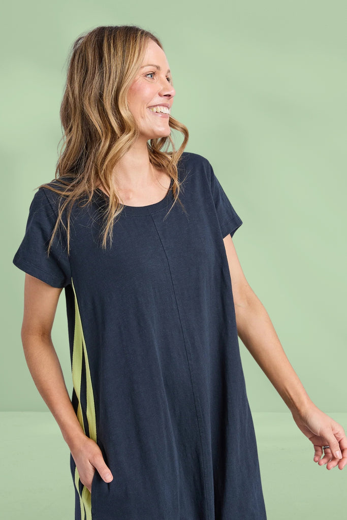 Foxwood Recovery Dress Navy and Neon Lemon From BoxHill