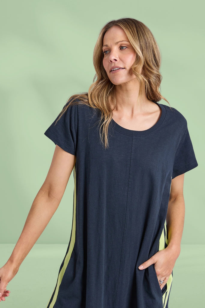 Foxwood Recovery Dress Navy and Neon Lemon From BoxHill