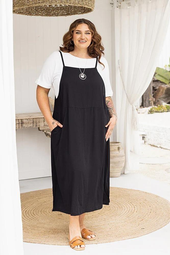 Freez Apron Dress Black From BoxHill