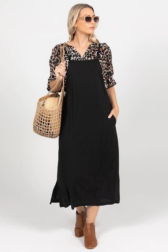 Freez Apron Dress Black From BoxHill